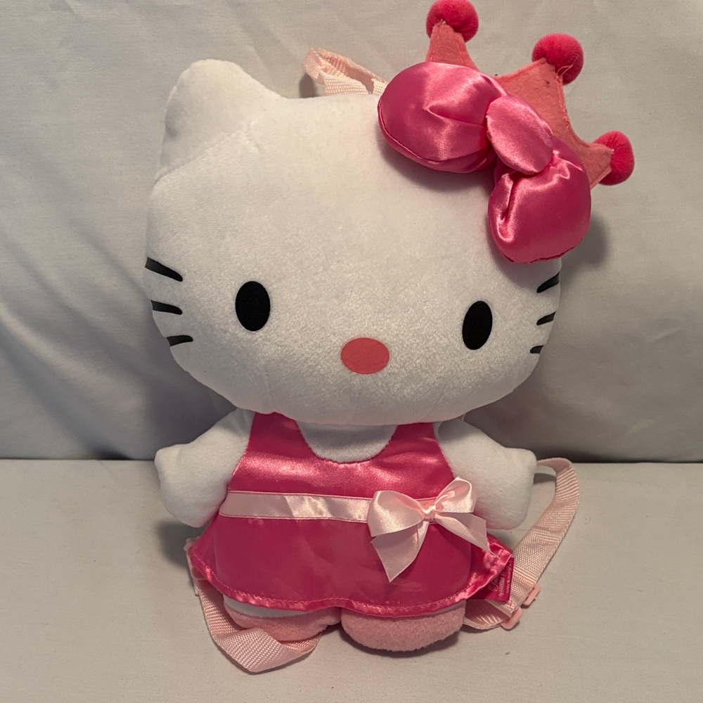Hello Kitty Plush backpack with Pink Dress and Crown
